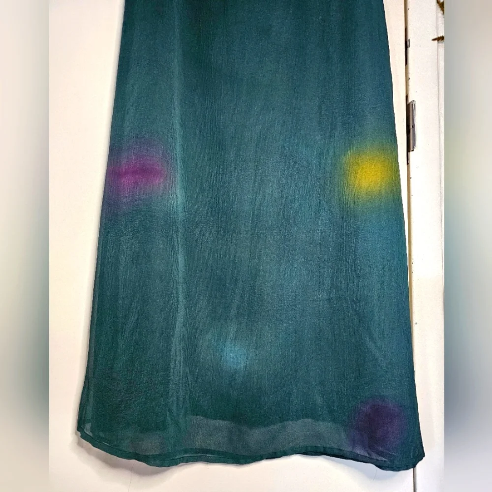 Vintage Maxi Semi-sheer Bird Print Beach Coverup Sleeveless Multicolor Dress - Picture 12 of 13